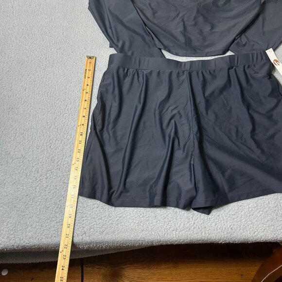 Honey Mark Swim Set 3XL Gray Sugar Skort & Rash Guard Top 2 Piece Set NEW - Picture 7 of 10